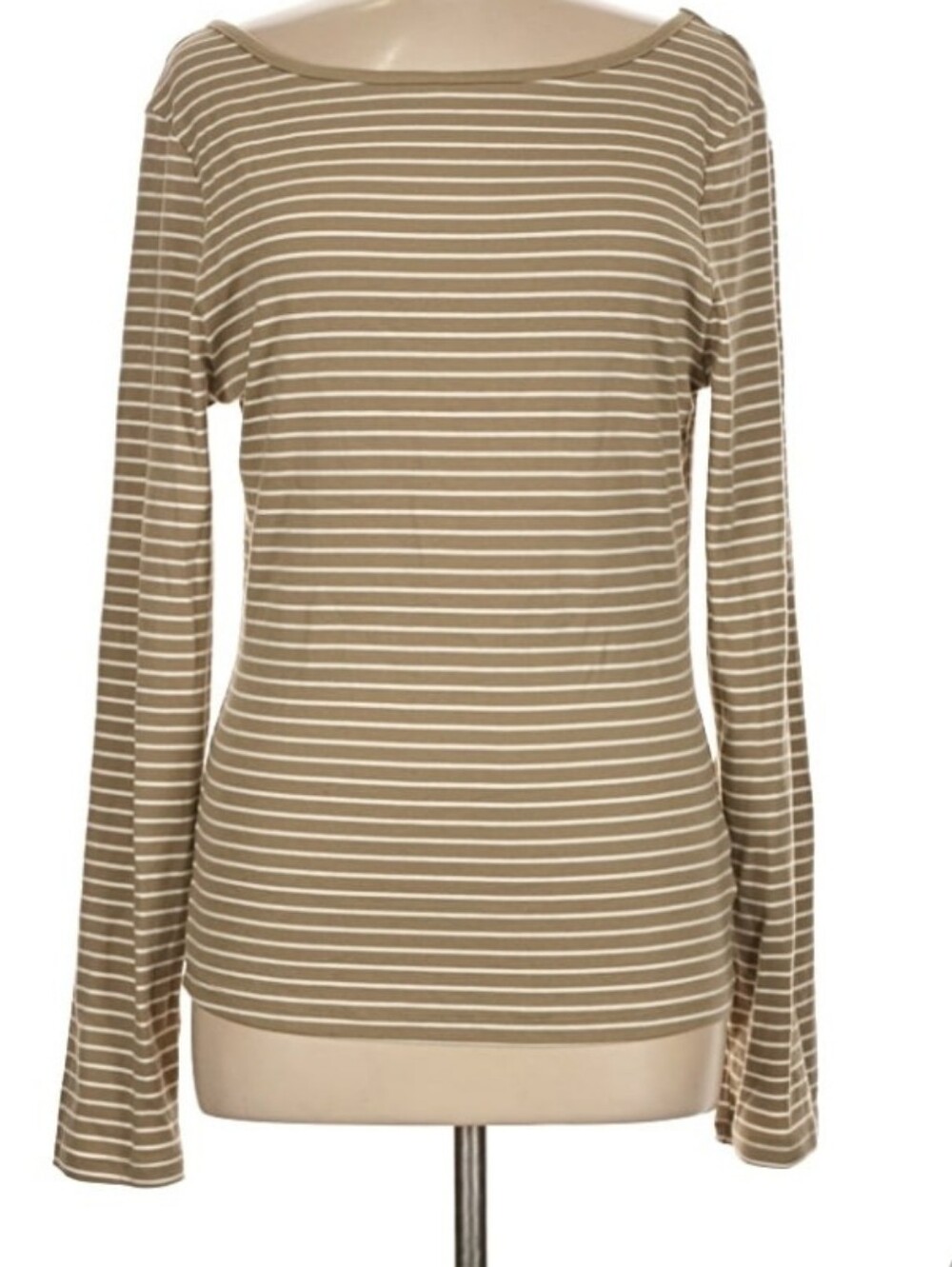 Women's Long Sleeve Striped Top - Tan